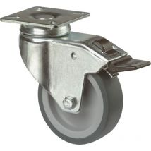 Bs Rollen - Lenkrolle fest 100mm lg.g Stahlbl. verz. Gummirad 8,3