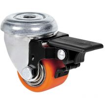 Lenkrolle mit Loch und Feststeller, Kugellager, orange, max. Tragkraft 100 kg, ø 3,5 cm