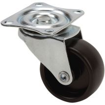 Lenkrolle mit Platte und glatter Achse, schwarz, max. Tragkraft 10 kg, ø 2,5 cm