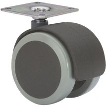 Lenkrolle mit Platte und glatter Achse, schwarz/grau, max. Tragkraft 50 kg, 42 x 42 mm, ø 5 cm