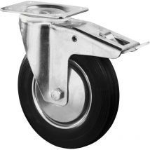 Westfalia - bs Rollen bs Transportrolle L420, Lenkrolle Festst., Rad-Ø 125 mm, Tragkr. 100 kg, Rollenlager, Lauffl. Gummi schwarz, Radk. Stahlfelge