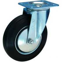 Westfalia - bs-r Lenkrolle 100mm L400.B55 Platte,Gummi schw.,RL