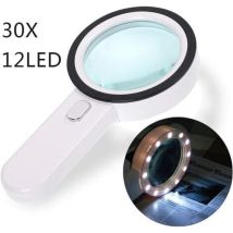 Lente D'Ingrandimento Per Lettura, Lente D'Ingrandimento A 12 Led, Ingrandimento 30x, Grande Lente D'Ingrandimento Tascabile Illuminata Per 