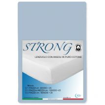 Lenzuolo con angoli strong tinta unita azzurro made in Italy Una Piazza