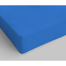Lenzuolo Sotto Con Angoli Letto Matrimoniale, Cotone, Made In Italy, Lenzuola 170x200 Con Angolo Elasticizzato 25cm, Blu Royal