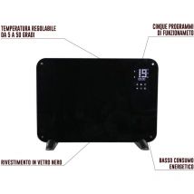 Pannello riscaldante da appoggio leo in vetro nero