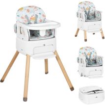 Leogreen - Chaise Haute Bébé 4 en 1, Réglables en Hauteur, Chaise Haute Portable et Légère Bébé Pliable (Blanc)