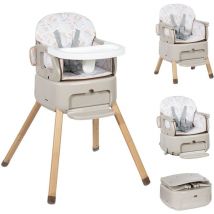 Chaise Haute Bébé 4 en 1, Réglables en Hauteur, Chaise Haute Portable et Légère Bébé Pliable (Gris) - Leogreen