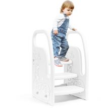 Leogreen - Taburete Niños de 3 Niveles, Taburete Infantil Altura Ajustable, Taburete de Plástico, Plataforma Antideslizante, para Lavabo, wc, Cocina,