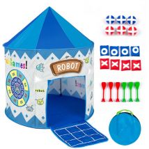Leogreen - Kinder Spielzelt mit Dart & Zielscheibe, 4 in 1 Kinderzelt Indoor Outdoor Spielzelte Spielhaus Spiele Spielzeug Geschenk für Kinder Baby