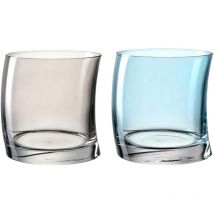 Swing 70702 - Set di 12 bicchieri per acqua, lavabili in lavastoviglie, con forma curva, colore: grigio/blu, 250 ml - Leonardo