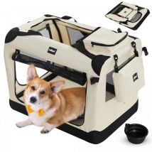 Leopet - Bolso de Transporte para Perros - Plegable, Transpirable, Marco de Acero, Bol de tpe, Colchoneta Removible, Bolsas de Almacenamiento, Talla