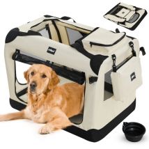 Leopet - Bolso de Transporte para Perros - Plegable, Transpirable, Marco de Acero, Bol de tpe, Colchoneta Removible, Bolsas de Almacenamiento, Talla