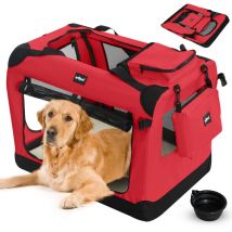 Leopet - Bolso de Transporte para Perros - Plegable, Transpirable, Marco de Acero, Bol de tpe, Colchoneta Removible, Bolsas de Almacenamiento, Talla
