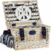 Les Jardins De La Comtesse - Cesta de picnic marina para 2 personas, completa con compartimento isotérmico - Dimensiones: 40x28x23cm