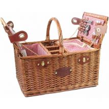 Cestino da picnic con motivo a quadretti rossi e vimini scuro Saint-Germain, 46 x 33 x 24 cm - Les Jardins De La Comtesse
