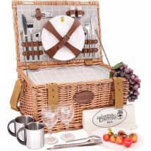 Les Jardins De La Comtesse - Concorde Cesta de mimbre para picnic, 2 personas/Compartimento isotérmico/Platos/Copas de vino/Tambores, Aluminio,