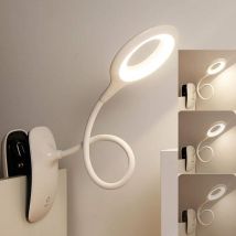Readcly - Leselampe, Buch-Clip-Leseleuchte, wiederaufladbare Bettklemme, dimmbare LED-Clip-Lampe, 360° flexible Schwanenhals-Clip-Tischlampe für