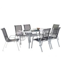 Conjunto de mesa de aluminio + 6 sillas de acero alassio