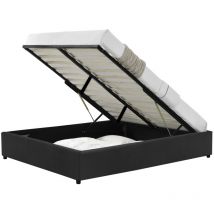 Estructura de cama almacenaje terciopelo negro 140x190 cm kennington