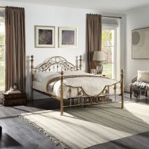 Slumberworx - letchworth victorian antique brass metal bed frame - small double - Antique Brass