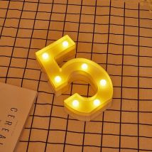 Letras led Número 5 iluminadas luz blanca cálida altura 22cm con pilas 2xAA Letras led - Jandei