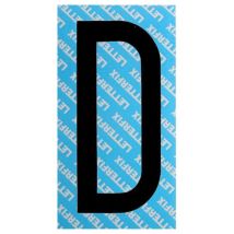Lettera adesiva nera T80 D – PVC autoadesivo – Spessore 0,10 mm – Altezza 60 mm (veicoli agricoli), 80 mm (autoveicoli)