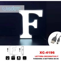 Partenopea Utensili - Lettera decorativa luminosa f a batteria 2xAAA o dc da 20cm