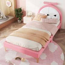 Hauss Spole - Letti singoli per bambini, letto imbottito, senza materasso, letto rosa per bambine, 90x200cm