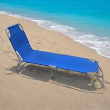Lettini da spiaggia per esterno e mare pieghevole struttura in ferro e tessuto in oxford - Blu