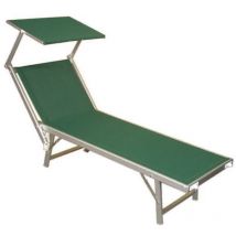 Vette - Lettino alluminio piegh. pesante con parasole tessuto texilene verde - cm.61x184x38/100h. con viti inox