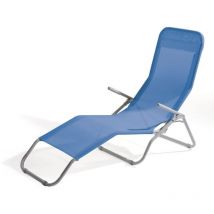 Verdelook - Lettino Basculante Riccione da Spiaggia, 94x58x82 cm, per Arredo Esterni e Giardino, Blu, Lettino Prendisole per Giardini, Piscine e