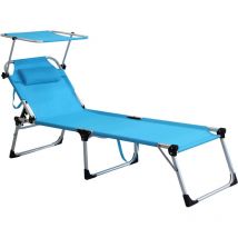 Playaness - Lettino brandina pieghevole da spiaggia in alluminio con tettuccio Raquel