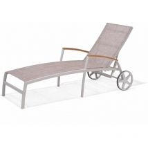 Lettino da Giardino Multiposizione Chillvert Imperia Alluminio e Legno 180,40x77,60x102,90 cm Beige