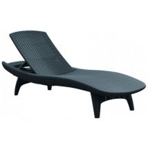 Allibert - Lettino Da Giardino/Mare Mod. Pacific Resina Effetto Rattan, Antracite 197x75cm.