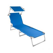 GTR - Lettino in metallo gold sand metallo + oxford blu