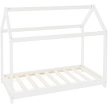 ML-Design Lettino per Bambini e Bambine Forma di Casa con Tetto e Rete a Doghe 80 x 160 cm Letto a Capanna Stile Montessori in Legno di Pino