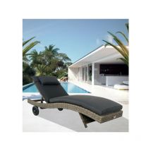 Luxurygarden - Lettino Prendisole da Giardino con Cuscini Sdraio in Rattan Sintetico - Marrone 171/200x74x30
