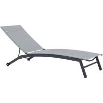 Lettino Prendisole da Giardino Esterno Sdraio Pieghevole in Textilene - Grigio