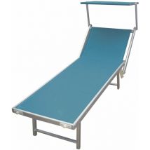 Morel - Lettino Prendisole da Giardino in Metallo e Alluminio con Tettuccio Blu