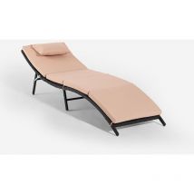 Lettino prendisole da giardino pieghevole in rattan con cuscino Tenerife