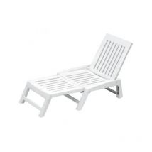 Lettino Prendisole da Giardino Pieghevole in Resina Antiurto Bianco