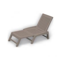 Lettino Prendisole da Giardino Pieghevole in Resina Antiurto Design Contemporaneo Tortora 177x30x61h