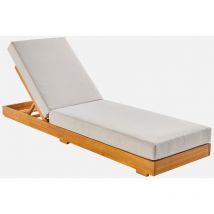 Sweeek - Lettino prendisole multi posizione in acacia con cuscino