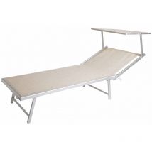 Lettino prendisole pieghevole da spiaggia in alluminio con tettuccio Wilanow - Beige