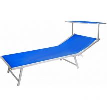 Playaness - Lettino prendisole pieghevole da spiaggia in alluminio con tettuccio Wilanow - RoyaleBlue