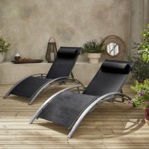 Set di 2 lettini in alluminio textilene, multiposizione