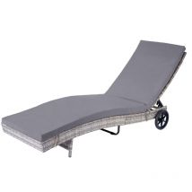 Non utilizzato] Lettino regolabile da esterno HHG-456 polyrattan grigio con cuscino grigio scuro