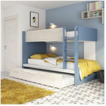 Veriaffari.it - Letto a castello bianco consumato e azzurro con letto estraibile