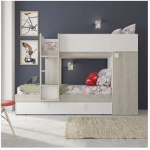 Letto a castello bianco consumato e bianco con letto estraibile